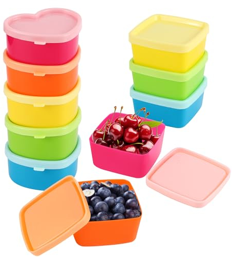 JSMTKJ 10 Piezas Pequeños Recipientes de Congelador, Recipientes Herméticos Contenedores de Plástico Reutilizable para Almacenamiento de Alimentos, Aperitivos y Frutas