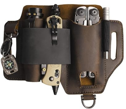 Tool Holster - Pocket Organizer for DDcs, DDCS Belt Sheath and Case | Multipurpose Leather Case with Pen Holder for Torch, Knives, Car Keys