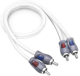 Recoil RMI21 2-Channel RCA Audio Cable [1ft/30cm] - Oxygen-Free Pure Copper (OFC) Triple-Shielded Interconnect for Car Stereo/Marine/Motorcycle/UTV - Noise Cancelling for Harsh Environments