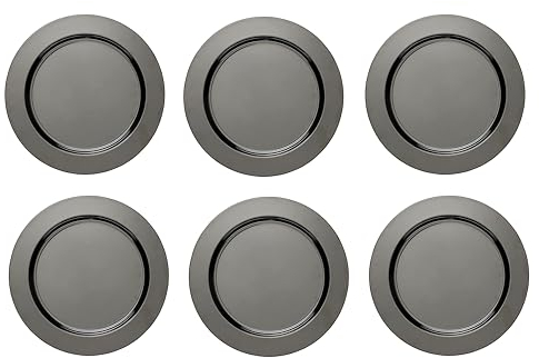 ECHTWERK 6-teiliges Platzteller/Servierteller Set Shiny aus hochwertigem Edelstahl, Black-Edition, Ø 33,2 cm