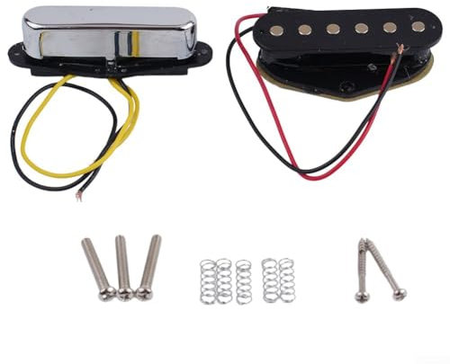 Qinqiao Tonabnehmer für E-Gitarre, einspulig, Telecaster-Gitarren-Tonabnehmer, Tonabnehmer mit Schrauben und Federn für E-Gitarren im Tele-Stil (Hals + Steg)