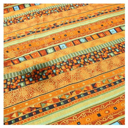 SMTCM Baumwoll Leinen Stoffe Ethnischer Meterware 5Mx148CM Bedruckter Leinenstoff Ethnisches Baumwollstoff zum Nähen Bronzingstoff Leinen Patchwork Boho Dekostoff für DIY Basteln Vorhang Tischdecke