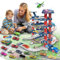 Xwin SportSeries 94 Pcs Kids Parking Garage Playset, Multi-Level Design with Electric Lift, Die-Cast Cars, Color Changing Vehicle, Helicopter & Road Map for Ages 3+