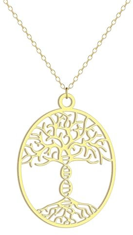 OAUWKEIY Anhänger Halskette DNA Stamm Halskette Baum des Lebens DNA Anhänger Halskette Schmuck Geschenk Schmuck