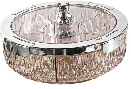 Sharplace Dried Fruit Plate Nuts Dish Home Decor with Compartment Rotating Divided Serving Tray Appetizer Plate for Candy Cookies, coffee