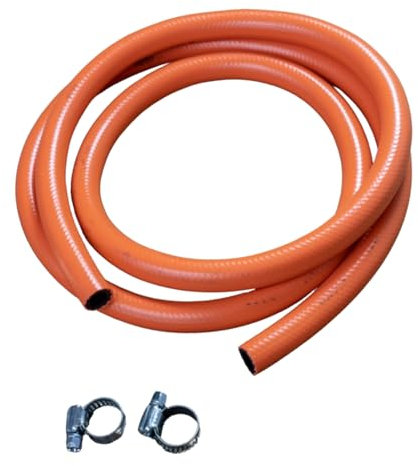 Dapetz ® Tuyau de gaz pour propane, butane, GPL, barbecue, camping, camping-car avec 2 clips, compatible avec tous les régulateurs d'extrémité de tuyau de 8 mm