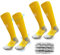 FIBOGOUP 2 Paar Fußballsocken Kinder Herren Stutzen - Fußball Stutzen EU 39-44 - Anti-Rutsch Trainingssocke Stutzenstrumpf - Sportsocken für Fußball, Laufen, Training-Yellow-L