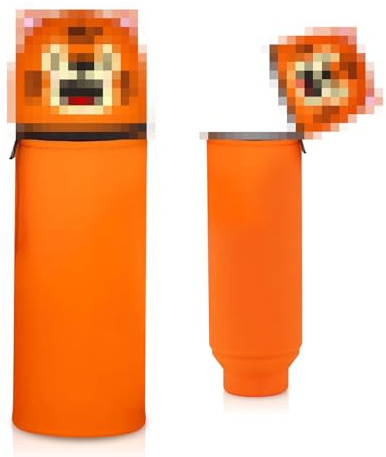 Silikon Federmäppchen mit Tierdesign - Süßes 2-in-1 Schulmäppchen aus weichem Silikon | Federmappe & Stiftehalter | Schlampermäppchen für Schule, Büro (Orange Tiger)