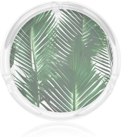Cendrier vert imprimé feuille de palmier cigarettes extérieur patio portable unisexe intérieur bureau cendrier en verre