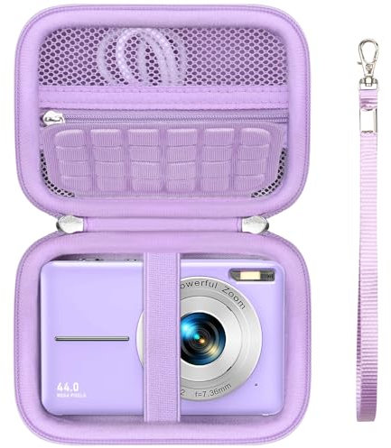 Supmay Tragetasche für VAHOIALD/für CAMKORY/für YiFuar/für FAYIBUY Digitalkamera 1080P Fotokamera, Speicherhalter Reisetasche mit Mesh Tasche für Batterie, USB-Kabel, SD-Karte, Lila