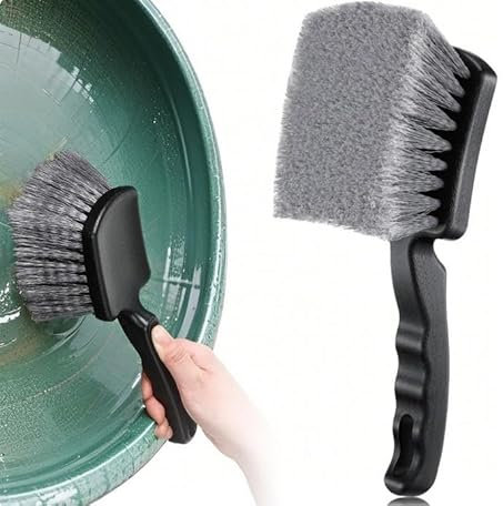 Constprog Ergonomic Handle Long PVC Bristle Brush Cleaning Tool for Bird Bath Feeder Car
