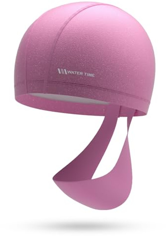 WATERTIME Fabric Swim Cap for Adult Women Men, Silicone Waterproof Layer, Cloth Swim Cap Gifts for Swimmers, Lightweight and Comfortable, Perfect for Pool, Beach, Lap Swimming (Pink)
