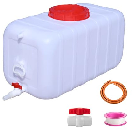 Yinian Réservoir d'eau Portable Stockage d'eau en HDPE Bidon d'eau Alimentaire avec Robinet 50L/110L/200L Seau d'eau en Plastique pour Camping Plein Air, Facile à Nettoyer et à Utiliser(Size:110L)