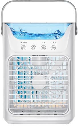 Portable Air Cooler, 4-in-1 Mini Air Cooler With 3 Wind Speed & RGB 7 LED Light & 700ml Water, Air Conditioner for Home, Office, Bedroom