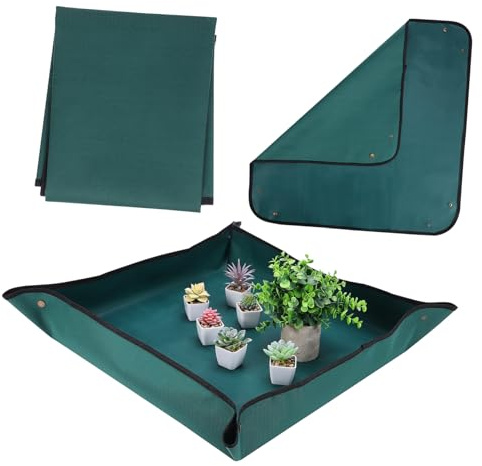 SOIMISS Indoor Plant Potting Mat PVC Gardening Mat for Transplanting Succulents and Soil Control for Indoor and Outdoor Use Space-saving Green Gardening Pad