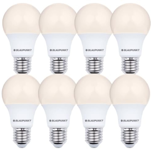 BLAUPUNKT E27 LED-Birne A60 Matt 9W 80W 900lm 2700K Warmweiß, 8er Pack | Sparpack, Nicht dimmbar, Flimmerfrei, 85% Energie sparen – für Flure, Treppenabsätze und Schlafzimmer
