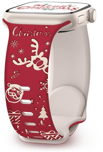 Christmas Gifts Compatible with Christmas Apple Watch Bands for Women 42mm(Series 11/10) 41mm 40mm 38mm, Adjustable Soft Silicone Santa Claus for Apple Watch SE Band Series 11 10 9 8 7 6 5 4 3 2 1