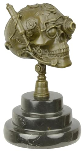 vianmo Bronzeskulptur Bronzefigur Steampunk Schädel
