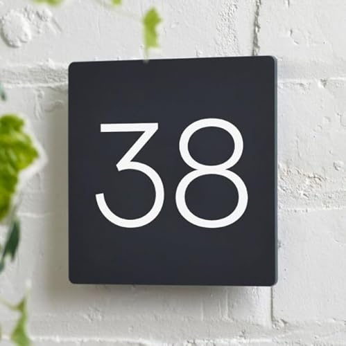 House Signs Direct Perspex Acrylic Door Sign Venice, 15 x 15cm | Perspex plaque with bespoke address number and outdoor wall fixings, ideal for contemporary front doors.