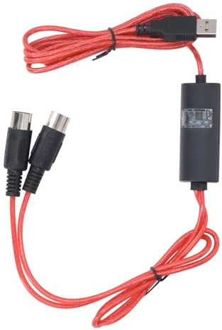 Qianjyvous USB to MIDI Cable 5ft, USB MIDI Interface Adapter with Dual 5 - Pin DIN Connectors for Keyboard Piano Synthesizer to PC Laptop, Plug and Play Compatible with Windows Mac