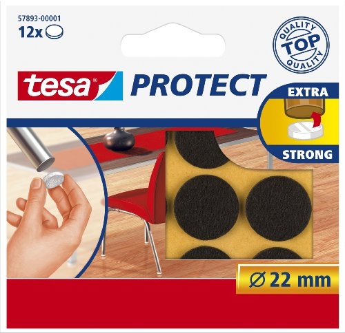 tesa K12389 Feltrini Adesivi AntiGraffio, 22 mm, Braun