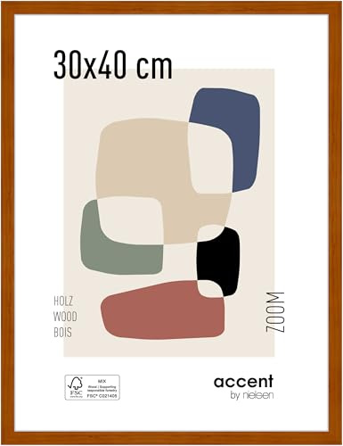 accent by nielsen Holz Bilderrahmen Zoom, 30 x 40 cm, Orange | Holz Fotorahmen im Hoch- & Querformat zum Aufhängen Orange matt Echtglas