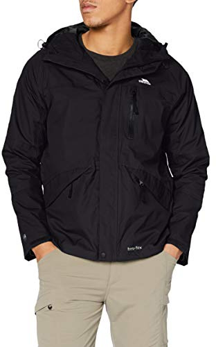 Trespass Mens Corvo Hooded Full Zip Waterproof Jacket/Coat (XL) (Black)