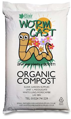 Elixir Gardens | 100% Organic Worm Castings Vermi Compost/Fertiliser/Soil Improver | 2 Litres - 400 Litres Available | 4ltr Bag