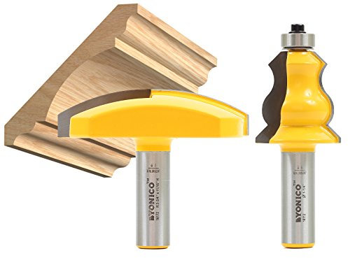 Yonico Crown Cap Molding Router Bits Set Elegant 2 Bit 1/2-Inch Shank 16212