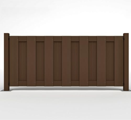 HORI WPC Lamellenzaun Komplettset - Moderner Sichtschutz für den Garten - Robuster & pflegeleichter Zaun mit einfacher Montage - 1x Niedrig + 1x Pfosten klein zum aufschrauben Braun