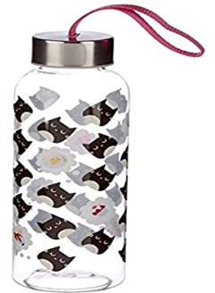 Puckator Feline Fine - Drinks Bottle - Reusable Water Bottle For Girls And Boys With A Metal Lid - Bpa Free - For School Nursery - Translucent - Cute Cat Design - Pp 500ml