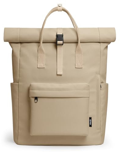 KALIDI Rucksack Damen Herren Tagesrucksack mit Laptopfach, Unisex Modern Rolltop Rucksack Daypack, Wasserdichter Schulrucksack, Lässiger Backpack Schule Freizeit Uni Arbeit