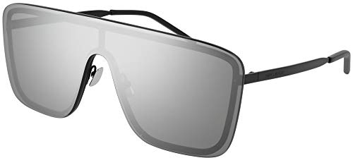 SAINT LAURENT Unisex SL 364 MASK-003 99 Metal Sunglasses, Black-Black-Silver