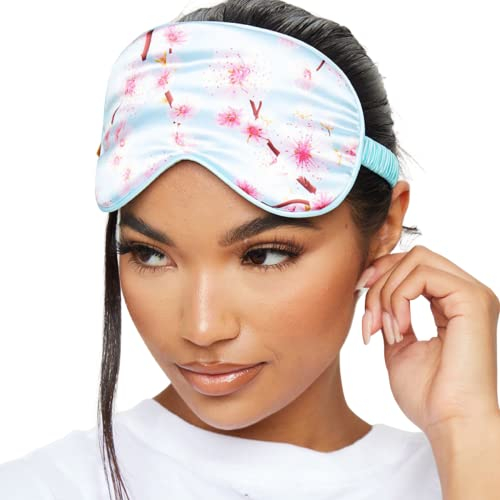 SMUG Schlafmaske für Männer und Frauen aus superweichem Satin | Weich, gesund & tiefer Schlaf | Sleeping Mask reduziert Falten, Augenringe | Hält Licht ab |Kirschblüte