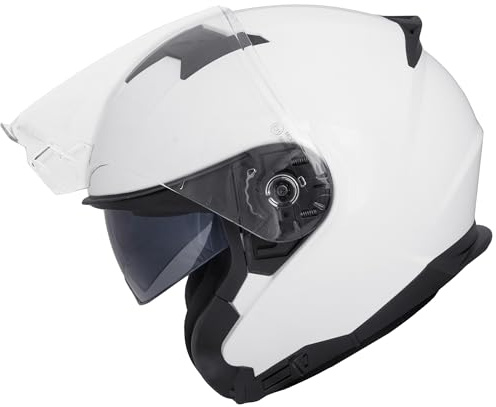 Zorax Bianco XXL (63-64cm) ZOR-602 Casco Jet Doppio Visiera Donna e Uomo Omologato ECE 2206