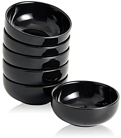 Swuut Keramik Saucenschälchen,60 ml Dipschalen Dip Sojasauce, Mini-Sushi Schüssel Set,Kleine Dipp-Soja-Schalen Rund, 6 Stück (Schwarz)
