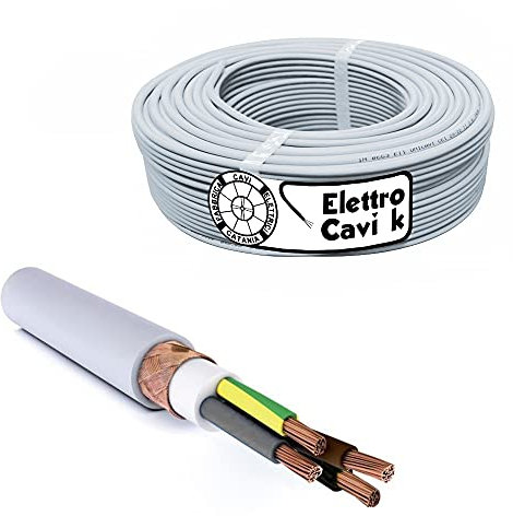 ® ELETTRO CAVI K - CAVO SCHERMATO 4G6 4x6 mm² FG16OH2R16 DA ESTERNO QUADRIPOLARE DOPPIA GUAINA 4 POLI 50 METRI