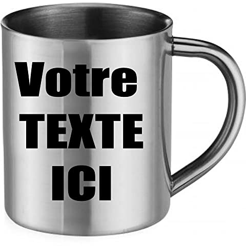 stylx design Mug Inox Personnalisable Avec Votre Texte cadeau fête des mères, fête des pères ou toutes autres occasions.