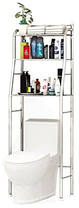 MAGIC SELECT Badezimmerregal über Toilette Rostfreier Stahl | Sparen Sie Platz mit 3 Regalen | Wasserdichtes Aufbewahrungsregal | Höhenverstellbare Beine (E5491)