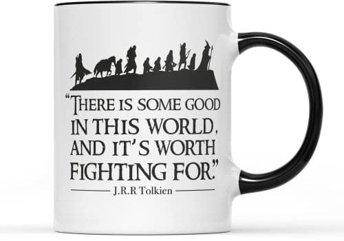 WillowGifts There is Some Good in This World Worth Fighting for Mug Tea Coffee Cup - Book Lover Novel Series Trilogy Fiction Fantasy Geek Nerd Quote Phrase Gift Present (Black Handle)