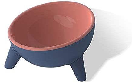 Raised Cat Bowls with Stand, Tilted 15° - Single Elevated Cat Feeder, Red