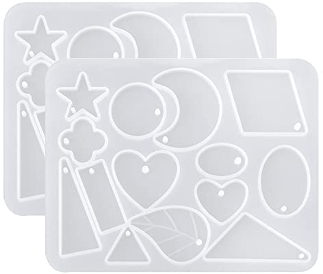 Greyoe Moldes Resina Epoxi, Moldes para Resina, Moldes De Silicona para Resina Epoxi, para DIY Joyería Hecha a Mano Simple Personalizada Pendientes Colgantes Decorativos, 14 Celosías Molde 2 Pcs