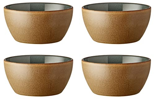 BITZ Schale, Müslischale/Snackschale/Frühstückschale aus Steinzeug, Durchm. 12 cm, 4er-Set, Wood/Forest