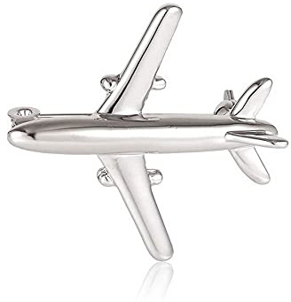 Schmuckbrosche Verkehrsflugzeug aus versilbertem Stahl., Metall