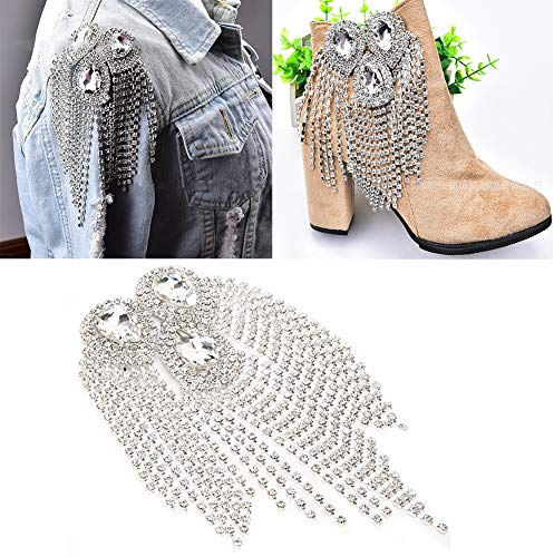 Abzeichen Punk-Stil Niet Quaste Kette Schulterklappe, Quasten-Epauletten, Wassertropfen, Kristallfransen, Strass-Quasten, Strass-Patches für Frauen, Mode Schulter Bretter