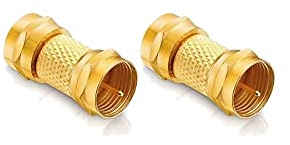 conecto Conector F, Acoplamiento F, Conector F a Conector F, Adaptador para prolongar Cable de Antena/Cable coaxial, Chapado en Oro, Juego de 2