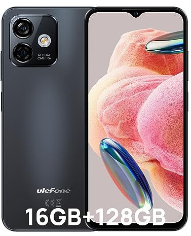 Ulefone Note 16 Pro 16Go+128Go/TF-256Go Caméra 50MP+8MP Android 13 Téléphone Portable, 8-Core, Écran 6.52 HD+, 4400mAh Smartphone Pas Cher 4G Dual SIM, Face ID/Fingerprint/GPS/5G-WiFi