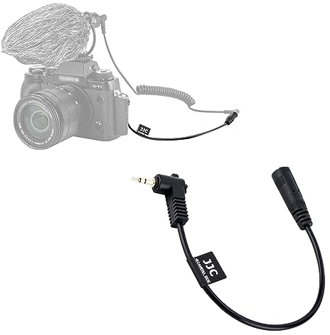 JJC 3,5mm Buchse auf 2,5mm Stecker Mikrofon Audio Mic Verbindungsadapterkabel für Fuji X100VI X100V X100F X100T X-PRO2 X-T1 X-E3 X-T30II X-T30 X-T20 X-T10 X-PRO3 X-T100 X-E2S X-E2 X-E1 XF10 Kamera