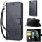 for iPhone 11 Pro Case 5.8 Inch, Embossed Premium PU Leather Folio Flip Notebook Wallet Cover Compatible with iPhone 11 Pro Phone Case [Magnet Closure][Kickstand][Card Slots], Black Cube