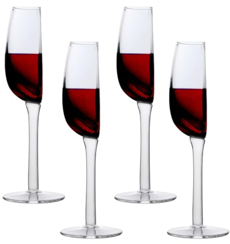 Demi Verre à Vin, 2/4 pièces 140ml Verre à Vin en Verre Rouge Moderne, Verres à Vin Fantaisie, Tasses à Cocktail Jus Vin pour Fête de Noël Anniversaire Mariage, Décoration de la Maison, Cadeau